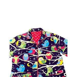 Nick & Nora Colorful Owl Print Cotton Pajama Top XL